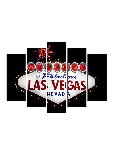 Buy 5-Piece Decorative Las Vegas Themed Wall Painting Set With Frame Black/White/Red 60x110cm in Egypt