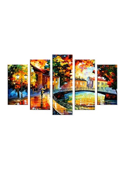 Buy 5-Piece Modern Decorative Wall Painting Set Yellow/Red/Blue 150x60cm in Egypt