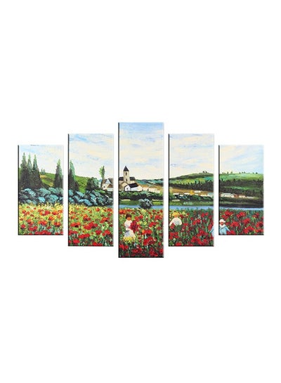 Buy 5-Piece Floral And Botanical Decorative Wall Painting Set Green/Red/Blue 150x60cm in Egypt