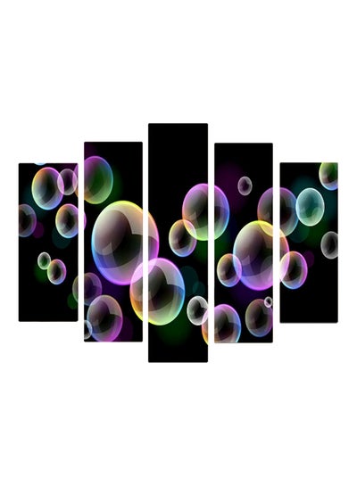 Buy 5-Pieces Bubbles Themed Decorative Wall Painting Set Black/Pink/Green 150x60cm in Egypt