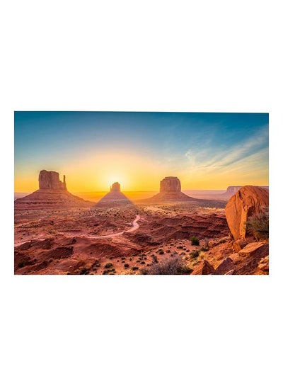 Buy Nature Themed Printed Wall Art Blue/Yellow/Brown 52x80cm in Egypt