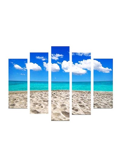 Buy 5-Pieces Sea Beach Decorative Wall Painting Set Blue/Beige/White 150x60cm in Egypt