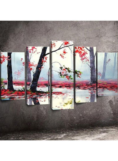 Buy 5-Piece Nature Printed Wall Art Set Grey/Pink/Black 100x60cm in Egypt