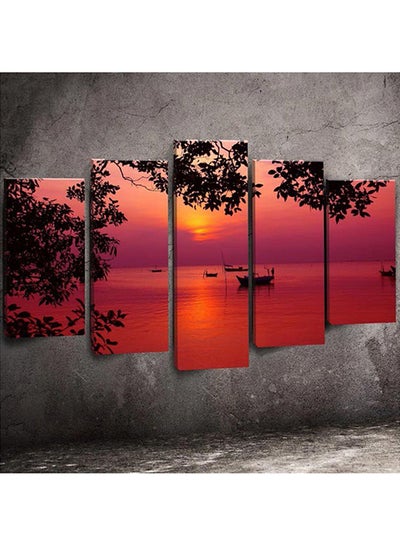 Buy 5-Piece Nature View Themed Decorative Canvas Wall Painting Set Red/Black/Pink in Egypt