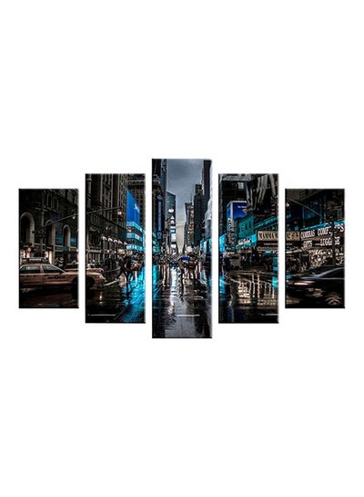 Buy 5-Piece Broadway Decorative Wall Painting Set Black/Blue/Grey 150x60cm in Egypt