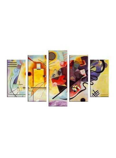 Buy 5-Piece Geometric Decorative Wall Painting Set Yellow/Purple/Red 150x60cm in Egypt