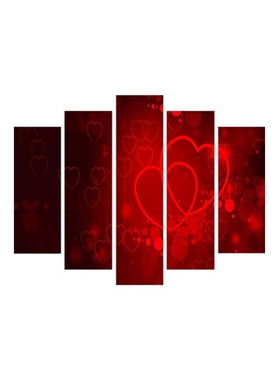 Buy 5-Pieces Heart Themed Decorative Wall Painting Set Red 150x60cm in Egypt