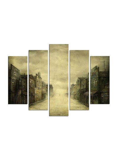 Buy 5-Pieces Decorative Wall Painting Set Grey/Green 150x60cm in Egypt