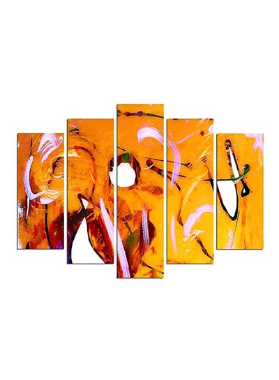Buy 5-Pieces Abstract Decorative Wall Painting Set Yellow/Pink/White 150x60cm in Egypt