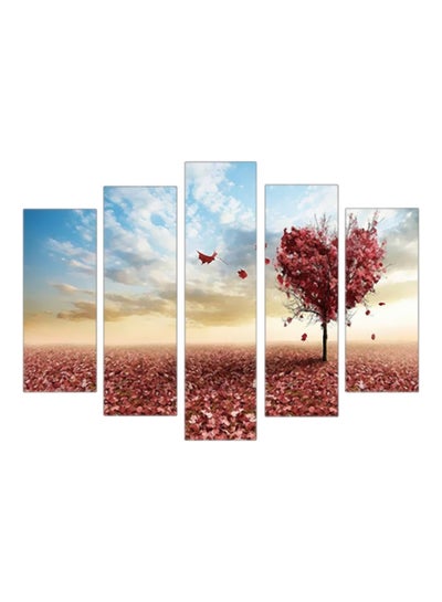 Buy 5-Pieces Heart Tree Decorative Wall Painting Set Red/Blue/White in Egypt