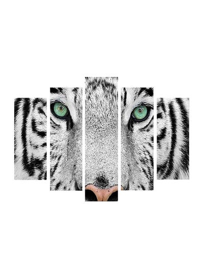 Buy 5-Pieces Tiger Decorative Wall Painting Set White/Black 150x60cm in Egypt