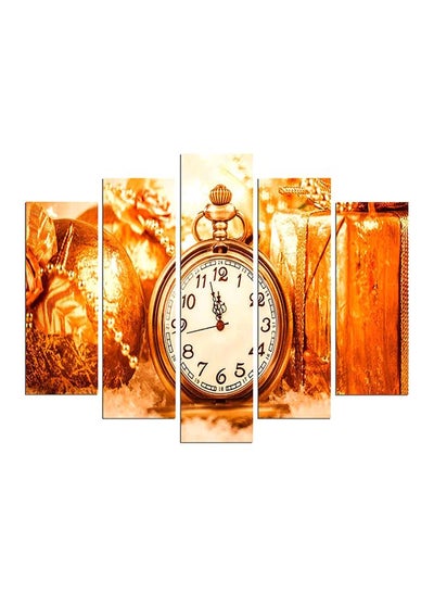 Buy 5-Pieces Watch Decorative Wall Painting Set Gold/White/Brown 150x60cm in Egypt