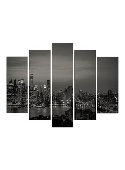 Buy 5-Pieces City Decorative Wall Painting Set Grey/Black/White 150x60cm in Egypt