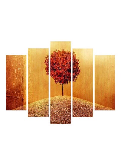 Buy 5-Piece Nature Themed Decorative Wall Painting Set Yellow/Red/Brown 110x60cm in Egypt