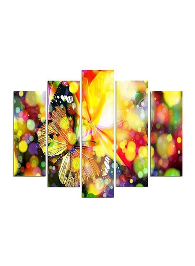 Buy 5-Piece Butterfly Themed Decorative Wall Painting Set Yellow/Purple/Red 110x60cm in Egypt