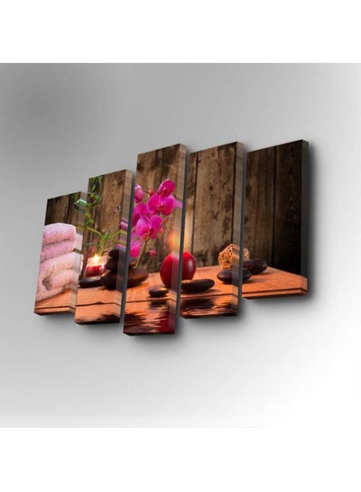 Buy 5-Piece Floral Themed Decorative Canvas Wall Painting Set Brown/Pink/Green 82x50cm in Egypt