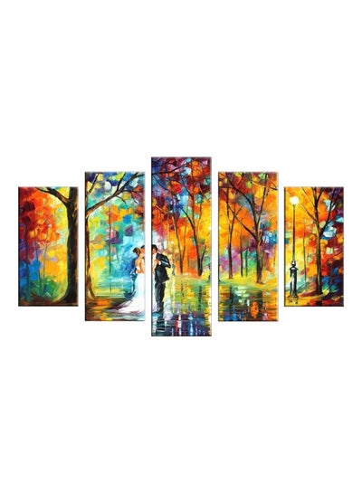 Buy 5-Piece Couple Theme Decorative Wall Painting Set Green/Blue/Yellow 110x60cm in Egypt