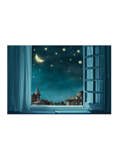 Buy Night Sky Themed Wall Painting Without Frame Blue/Yellow/Grey 120x80cm in Egypt