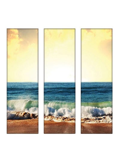 Buy 3-Piece Ocean Waves Themed Wall Painting Without Frame Multicolour 100x90cm in Egypt