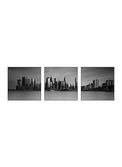 Buy 3-Piece Buildings Themed Decorative Wall Painting Set Without Frame Grey/Black 150x50cm in Egypt