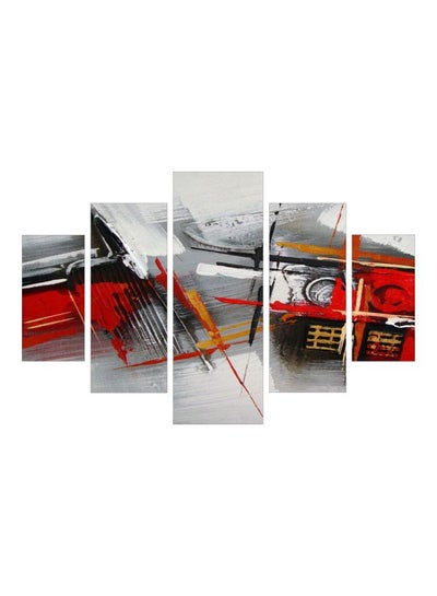 Buy 5-Piece Abstract Car Themed Wall Painting With Frame Grey/Red/Yellow in Egypt