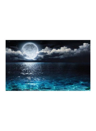 Buy Moon Themed Wall Painting Without Frame Blue/White/Black 100x60cm in Egypt