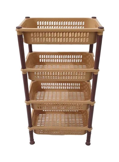 Buy 4-Tier Tray Vegetable Rack Beige/Brown 81x29x44cm in Saudi Arabia