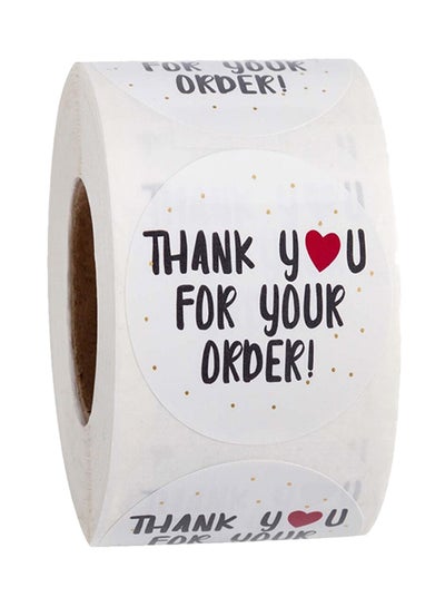 Buy 500-Piece Thank You Order Label Sticker Roll White/Black White in Saudi Arabia