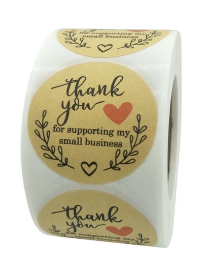 Buy 500-Piece Thank You Label Sticker Roll White/Brown in UAE