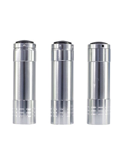 Buy 3-Piece LED Metallic Finish Flashlight Silver 7.5x8.5x2.5centimeter in Saudi Arabia