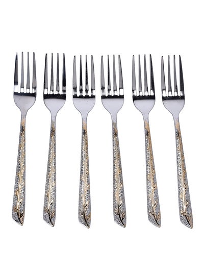 Buy 6-Piece Dinner Fork Set Silver in UAE