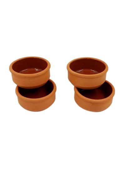 Buy 4-Piece Bowl Set Brown 8centimeter in Saudi Arabia