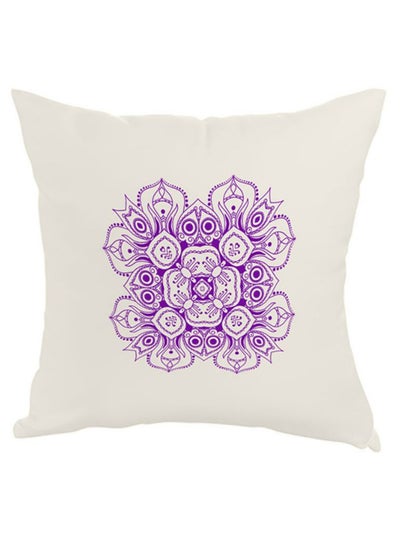 Buy Floral Printed Decorative Pillow White/Purple 40 x 40cm in Saudi Arabia