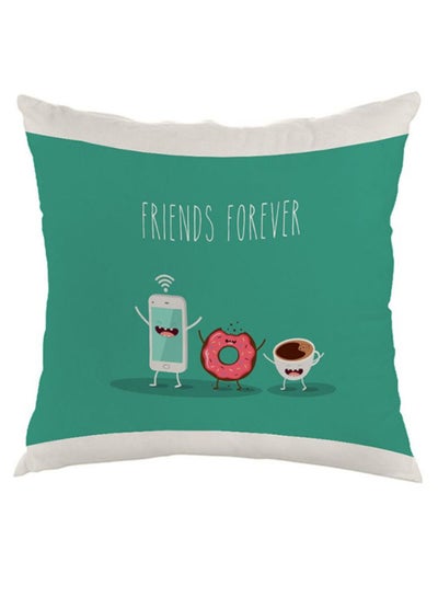 Buy Friends Forever Printed Pillow Green/Brown/White 40 x 40cm in Saudi Arabia