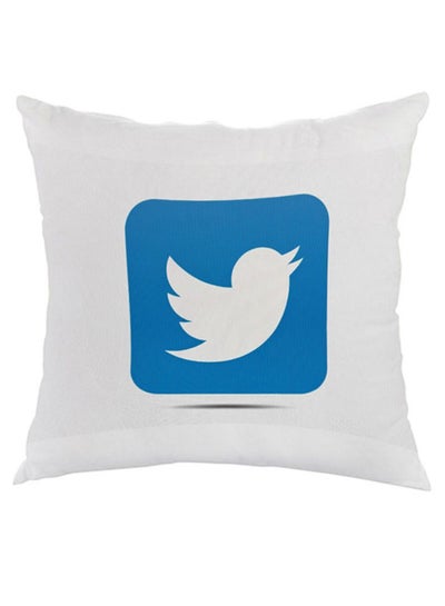 Buy Twitter Printed Pillow White/Blue 40 x 40cm in UAE