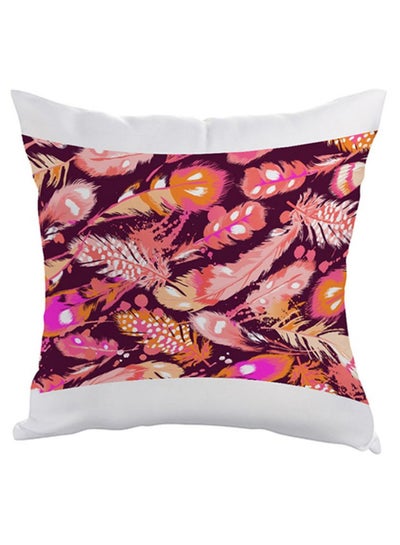 Buy Bird Feathers Printed Pillow cover polyester Multicolour 40 x 40cm in Egypt