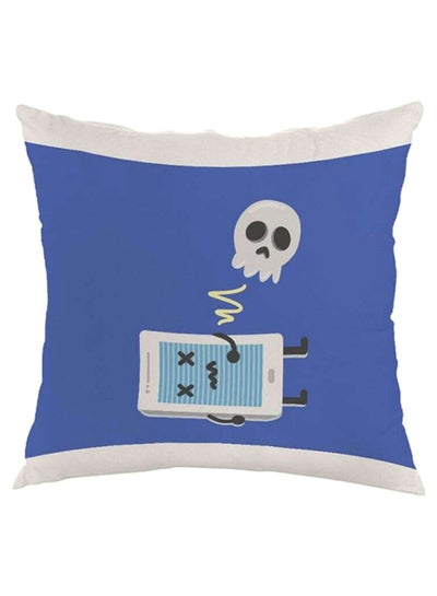 Buy Skull Printed Square Shaped Throw Pillow velvet White/Blue/Black 40 x 40cm in Egypt