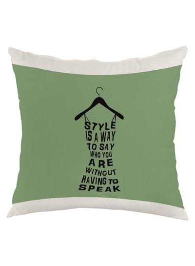 Buy Printed Square Shaped Throw Pillow velvet White/Green/Black 40 x 40cm in Egypt