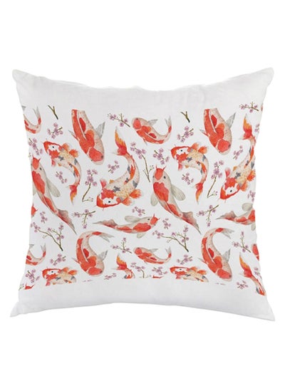 Buy Printed Square Shaped Throw Pillow White/Orange/Pink 40 x 40cm in Saudi Arabia