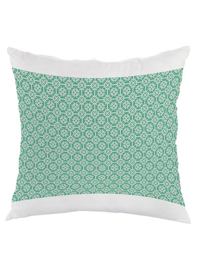 Buy Printed Square Shaped Throw Pillow velvet White/Green 40 x 40cm in Egypt