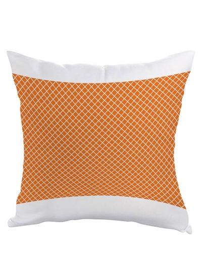 Buy Printed Square Shaped Throw Pillow White/Orange 40 x 40cm in Saudi Arabia