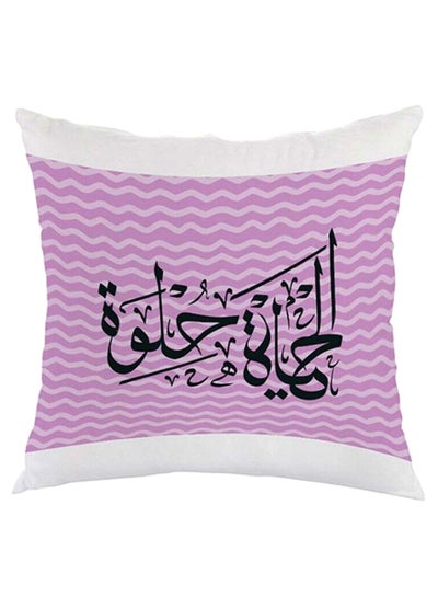 Buy Printed Square Shaped Throw Pillow Velvet White/Pink/Black 40 x 40cm in Egypt