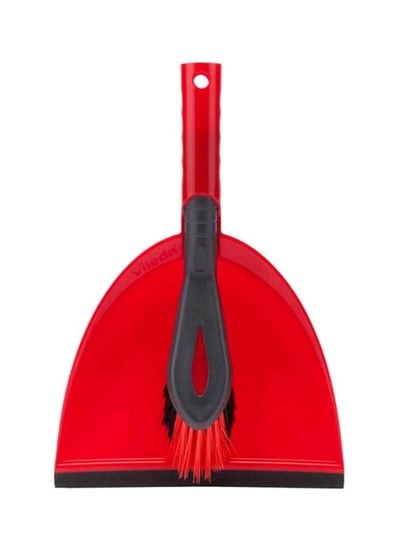 Buy 2-In-1 Dustpan And Brush Set Red/Black in UAE