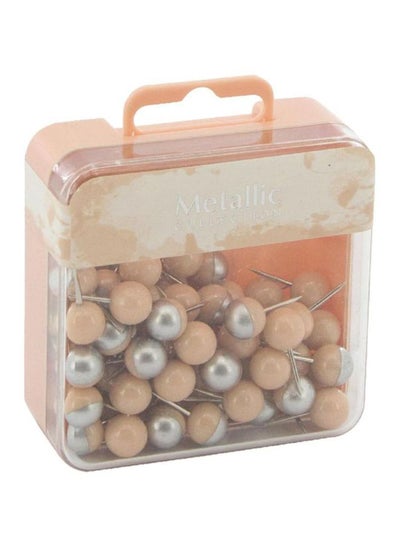 Buy 80-Piece Push Pin Set Peach/Silver in Saudi Arabia