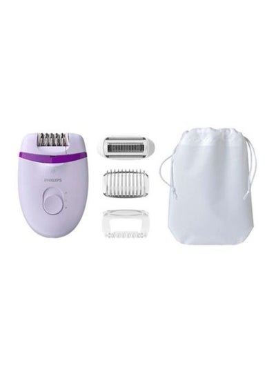 اشتري Corded Epilator With Cleaning Brush, Shaver, Shaver Comb, Massage Cap And Pouch Multicolour White/Purple في السعودية