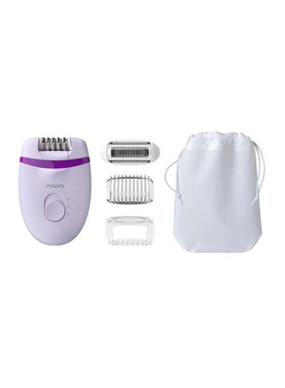 Buy BRE275 Corded Epilator With Cleaning Brush, Shaver, Shaver Comb, Massage Cap And Pouch White/Purple in UAE