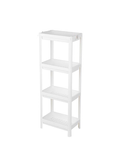 Buy 4-Tier Hollow Frame Bathroom Organizer Storage Rack White 114.5 x 34.5cm in Saudi Arabia