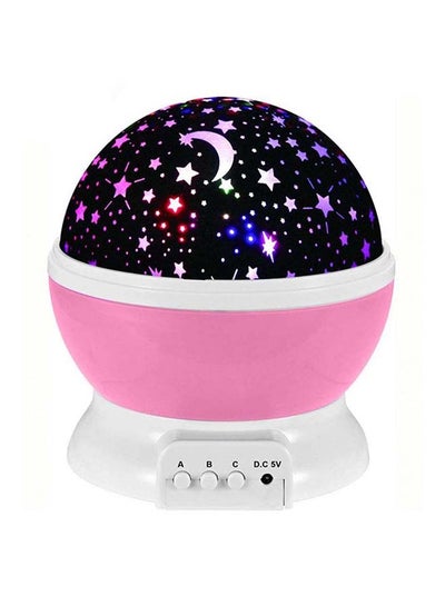 Buy Star And Moon Rotating Projector Night Lamp Black/White/Pink 4.7x5.3cm in UAE