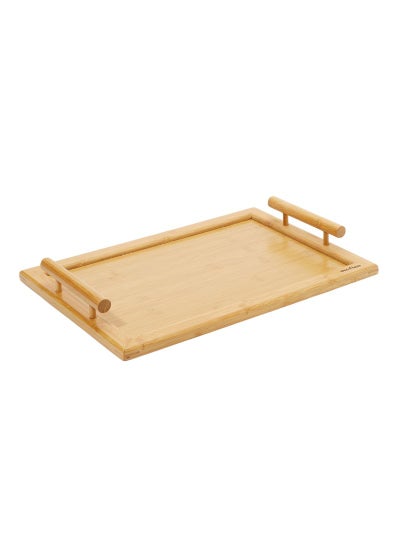 Buy Medium Wooden Tray Beige 40cm in UAE