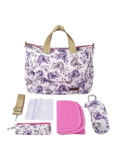 Buy Multifunctional Floral Print Travel Nappy Bag Simple Shape With Bottle Bag And Shoulder Strap in Saudi Arabia